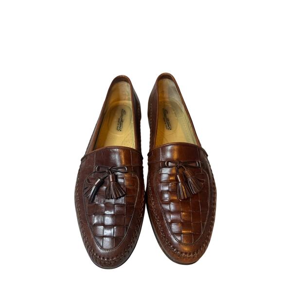 Santoni Woven Tassel Loafers Men’s Size 11.5 D Brown Leather Dress Shoes Italy main image 8